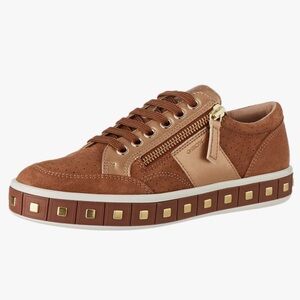 Geox D Leelu’E Brown Suede Sneakers with Metallic Accents size 10.5